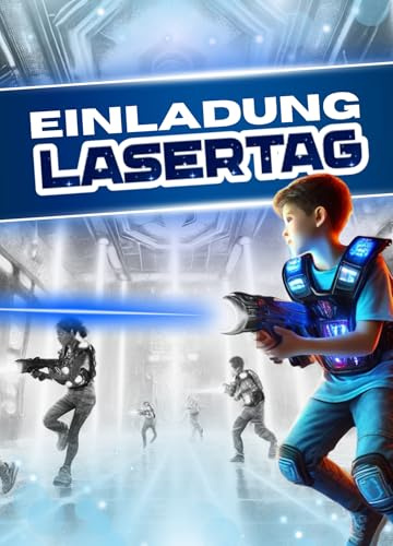 ZETTMANN Lasertag Einladungskarten Kindergeburtstag – 10er Set für Jungen & Mädchen – Coole Laser Tag Party Einladungen – Auch zur Einschulung – Premium Druck DIN A6