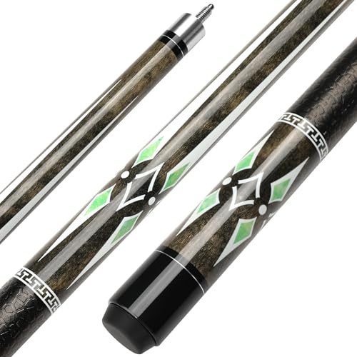 ASMPCUE Pool Queue, 58 tums biljardkö hårt trä poolkö 13 mm spetsar för professionella biljardspelare, 1/2 köe-pinnar för biljardbord sport (mörkgrå)