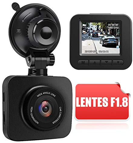 AWESAFE Cámara de Coche Dash CAM 170 Ángulo Full HD 1080P con WDR G-Sensor, Detección de Movimiento, Grabación en Bucle, Monitor de Aparcamiento