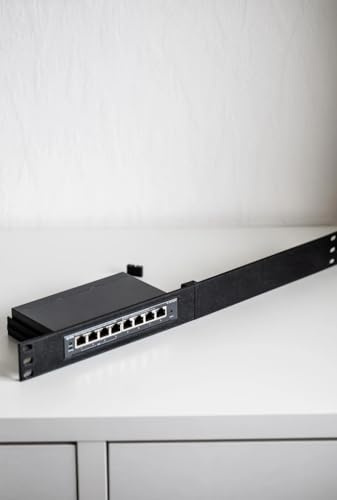 Rack Mount 1HE för TP-Link TL-SG105, SG108, OC200 – 19 hållare | 3D-tryckt – nätverkstillbehör för serverställ (svart, TP-Link TL-SG108 blindlock)