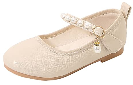 Generisch Sandalias de niña con tiras para ocasiones especiales ropa festiva elegantes zapatos de princesa en diseño de punta abierta para niños pequeños con ajuste cómodo, beige, 27.5 EU
