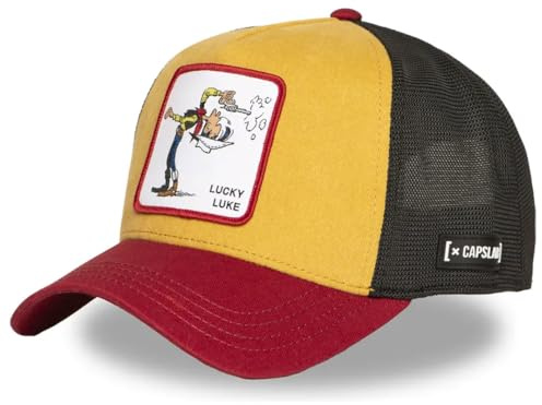 Capslab Gorra de Camionero Multicolor Lucky Luke LCK2 Cow | Estilo Trucker Unisex, Transpirable, Cierre Snapback, Visera Curva, Talla de Adultos | Gorra de Hombre y Gorra de Mujer