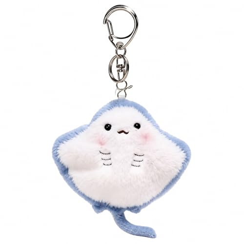 Tapufitil Ozeantier Porte-Clés en Peluche Charmant Animal Marin Accessoire pour Sac À Dos Portefeuille Clé Raie Motif Océan