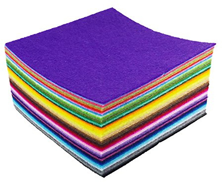 flic-flac 44PCS Assorted Color Felt Fabric Sheets Patchwork Sewing DIY Craft 1mm Thick (15 x 15 cm)