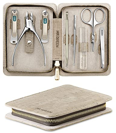 Mr.Green Nagelknipser Geschenkset, Edelstahl Professionelle Nagel Cutter Maniküre Pediküre & Pflege-Kits mit Ledertasche, Valentinstag Geschenke (8 Stück)