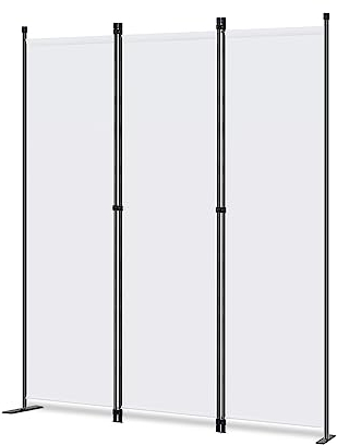 Angel Living Foldable Room Divider 3 Panels Freestanding Screen Wall Room Divider Partition for Offices, Balcony, Bedroom, Outdoor Garden 168 x 165cm White