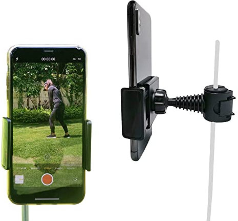 Golf Phone Holder Clip, Cell Phone Swing Recording Clip, Golf Accessories and Training Aid Work with Smart Phone, Clips to Golf Alignment Sticks and Golf Club Shaft, Black