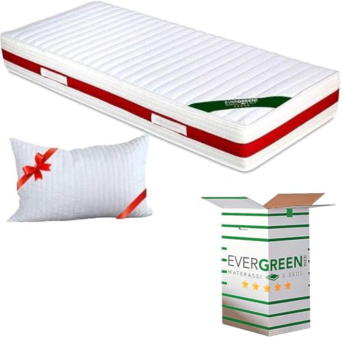 EVERGREENWEB – ortopedisk memory foam-madrass 90 x 200 cm 22 höjd + 1 kudde av minnesskumflingor gratis, kall skummadrass med massageeffekt, avtagbart, tvättbart överdrag | Sleepy Memory