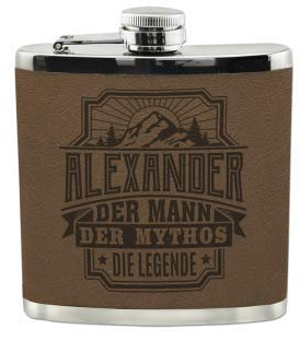 History & Heraldry Echter Kerl Flachmann Alexander - individuell und personalisiert mit Gravur, Name und Spruch