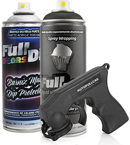 AutoFullCar - Pack Full Dip Bicicleta - 2 Spray (Color + Barniz Protector) - Vinilo Líquido FullDip - Cuadro Ruedas Bicicleta | Mountain Bike MTB (Negro, Mate)