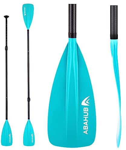 Abahub 4 teilig Carbon SUP 2 in 1 Kajak Paddel, verstellbare Stand up Paddleboard Paddel, leichte Carbonschaft blaues Kunststoffblatt