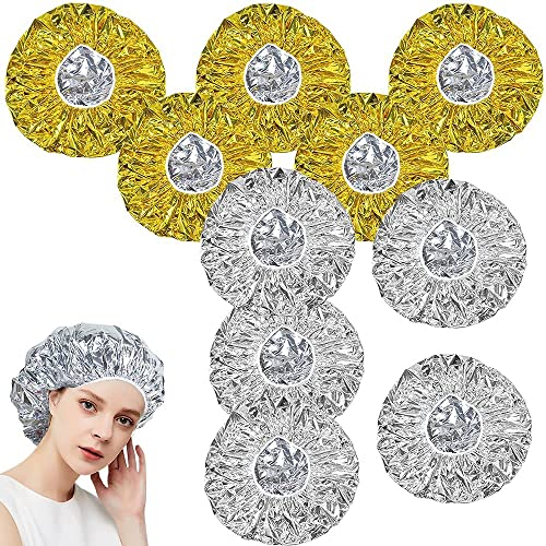 Cuffia da Doccia in Alluminio, XiXiRan Cuffia Riscaldante per Cura dei Capelli, Cuffia per Capelli Termica, Cappuccio per Capelli Riutilizzabile, Cuffia per Doccia Impermeabile (10 Pezzi)