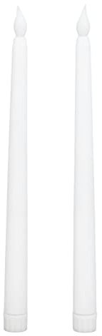 LIZEALUCKY 2Pcs LED Taper Candles Battery Powered Electric Flickering Flameless Fake Candles Sticks Decorative Candlesticks for Festival Wedding Birthday Party(White Shell)