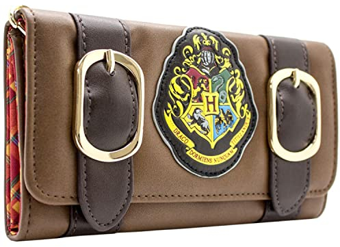 Harry Potter Dobby H.P. Hogwarts Schule Emblem Schülerkoffer Portemonnaie/Beurs Tri-Fold Münzfach & Kartenhalter, Braun