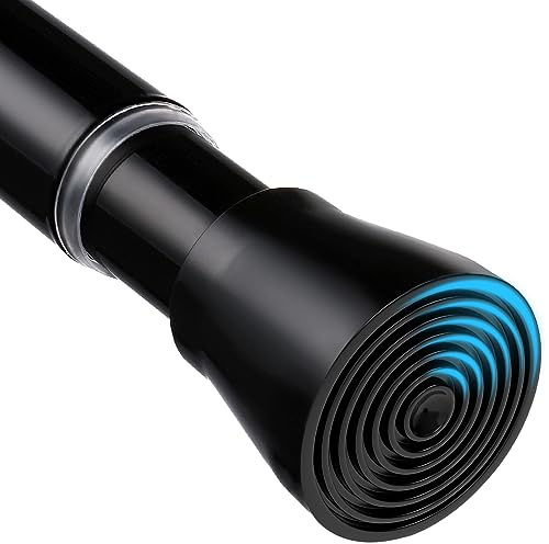 Spring Tension Curtain Rod 28 To 48 Inch Adjustable Expandable Black Tension Rod 7/8 Shower Curtain Rods No Drilling Spring Loaded Curtain Rod for Windows Bathroom Closet Kitchen Bedroom Doorway Door