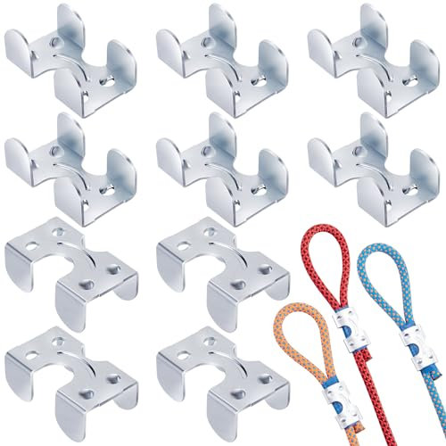 CustomyLife 10 abrazaderas de cuerda dobles resistentes de 1/4 pulgadas, clips de cuerda de alambre trenzado o trenzado chapados en zinc, clip de extremo de cuerda de metal para correas de perro