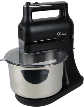 ARDES - ARSBAT02 SATURNIUM Sbattitore Elettrico con Recipiente Autorotante da 3.5 L - Coperchio con Fruste e Ganci Impastatori - Sbattitore per Mescolare, Sbattere e Montare