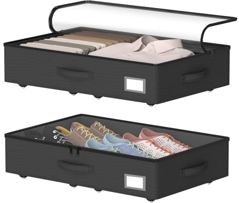EE-RoomWorld Under Bed Storage with Wheels,5.5 inches height,Black