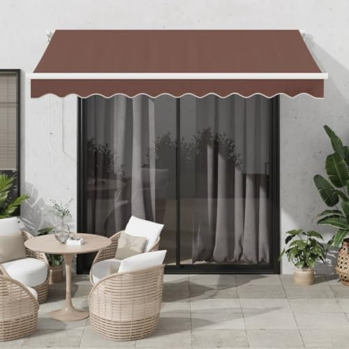 Homgoday Markise Manuell Gelenkarmmarkise Sonnenmarkise Balkonmarkise Terrassenmarkise mit Kurbel, Winkel und Höhe Einstellbar, für Balkon, Terrasse, Höfe 300x250 cm Braun