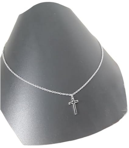 Collier croix acier inoxydable homme/femme or ou agent chaine et pendentif sur mesure fait main cadeau anniversaire, noel, fête des mères (40, Argent)