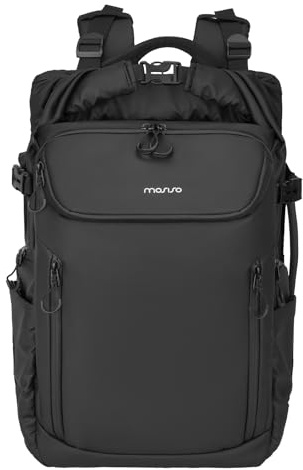 MOSISO Vattentät kameraryggsäck, DSLR/SLR/spegellös stor kameraväska fotoryggsäck med expanderbart fack och 16 tums laptopfack och stativhållare för Canon/Nikon/Sony, svart