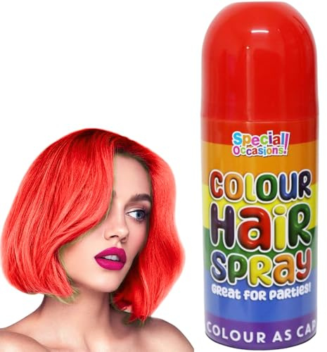 Party Temporary Hair Colour Spray 200ml – Washable Vibrant Hair Spray for Kids & Adults – Easy to Apply Temporary Hair Colour for Parties, Festivals, Halloween, Christmas & Events (Red - 5941A-R)