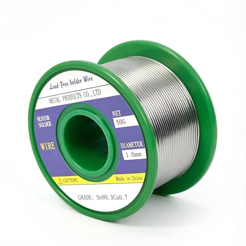 Lötzinn Bleifrei 1mm, 50g Lötdraht Elektronik mit Flussmittel Sn99,3 Cu0,7,Lötzinn für Leiterplatten, Kabel, Motoren, Spielzeug und Präzisionsarbeiten, lötzinn mit Flussmittelkern