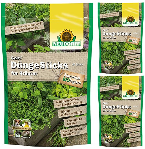 3 x 40 (120 Stk) Neudorff Azet DüngeSticks für Kräuter, NPK-Dünger 8-2-5