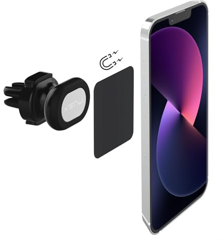 Kenu Airframe Magnetic Lüftungs Halterung inkl. Metallplättchen für Smartphones/Phablets - schwarz [360° Drehbar I Gummierte Haltebacken I Patentierte Technologie I Standfunktion] - AF5-KK-NA