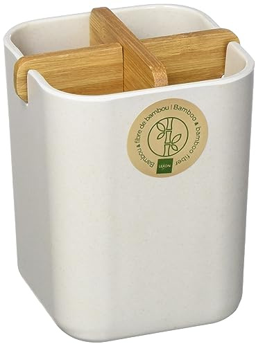 Lexon Tandborste, bambu, vit, 8,4 x 8,4 x 10,5 cm LH39W8