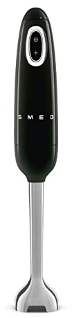 SMEG Handheld Immersion Blender 5 Speeds with Turbo Boost Stainless Steel Blades Nonslip Ergonomic Handle HBF11BLUS Black