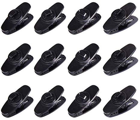 Deolven Kopfhörer Kabel Clips, 12 Pack Kopfhörer Kabelhalter 360 Grad Drehen Kabel Kleidung Clip Kopfhoerer Schnur Clip Mount Clip für Kopfhörer,Schwarz
