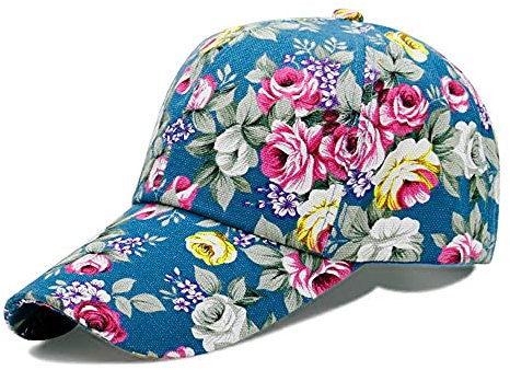 Uteruik Damen Baseball Cap Snapback Cap Blume Printed Mesh Visor Sun Hat Trucker Cap für Urlaub Strand Radfahren Camping (#B)