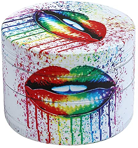LIHAO 2 inch Grinder 4 Layer Zinc Alloy Spice Grinder - Rainbow Lip