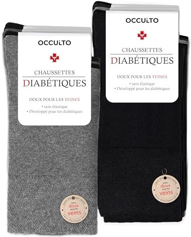 Occulto 10 Paar Diabetikersocken für Herren ohne Naht ohne Gummibund aus Baumwolle 4 Paar Schwarz | 3 Paar Dunkelgrau | 3 Paar Hellgrau 43-46