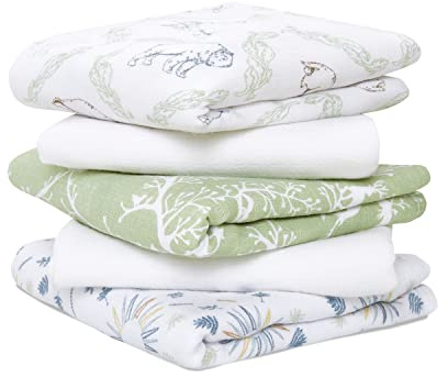 aden + anais Essentials Musy Squares 5 Pack - Soft, Absorbent 100% Cotton Muslin Baby Cloths (23.5x23.5), Perfect for Spills, Drool & On-The-Go Cleanups, A Diaper Bag Essential, Harmony