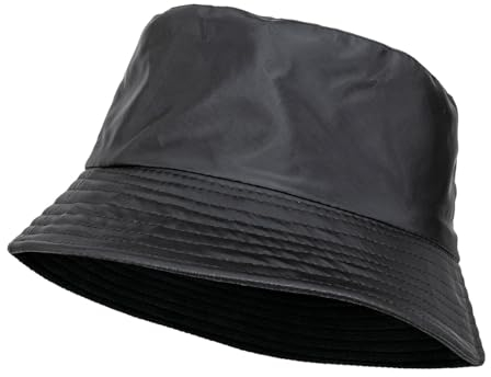 QILZO Faltbarer wasserdichter Regenhut Größe S - 55CM, Fischerhut, Kappe für Damen und Herren, Kappe mit Innenfutter, ideal für Wandern, Outdoor-Sport (Schwarz)