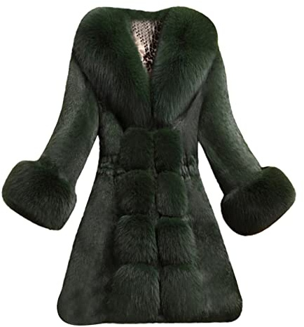 Abrigo de piel largo para mujer, abrigo de pelo elegante, chaqueta de pelo con cuello vuelto, chaqueta larga engrosada, chaqueta de piel cálida de invierno contra el frío, abrigo de invierno esponjoso