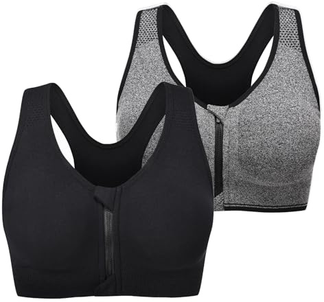 Graviar sport-bh främre dragkedja post kirurgi BH avtagbara dynor kvinnor löpning yoga tank träningstopp