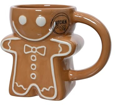 Taza de té de jengibre de 9,5 cm, cerámica con asa, taza de cerámica como taza de Navidad, taza de té, taza de café, taza de café para Navidad, tazas y tazas como regalo, color marrón