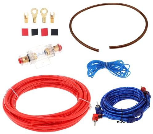 ePathChina Amplifier Installation Kit, Car Audio Wire Wiring Amplifier Subwoofer Installation Kit, Speaker Cables Car Power Cord with Fuse Holder (8 Gauge)