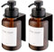 Glas Seifenspender mit Wandhalterung selbstklebend | Edelstahl-Pumpspender für Flüssigseife | Spülmittelspender ohne Bohren 400ml(Braunglas/Schwarz X2)