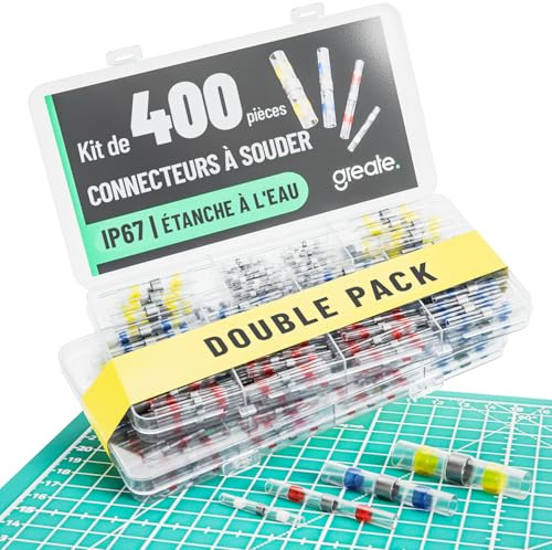 greate 400-pack lödkontakt med krympslang vattentät och dragtålig | Smältkontakt – kabelanslutning med krympkontakt – strömkabelkontakt