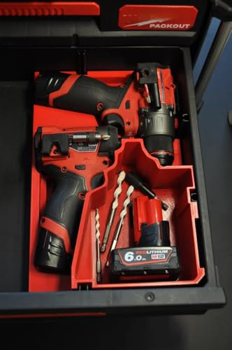 Packout Insert to Suit M12 Fuel Drill and Impact Driver Combo Gen 3 – Compatible with 2 and 3 draw Packout Toolbox System | Protective Organizer for Models 3403-20 and 3453-20 (Red, Left Side)
