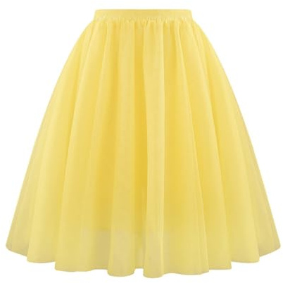 Gonna da donna in tulle, gonna lunga a pieghe con bottoni a pressione e dettagli intagliati, business, casual, materiale elasticizzato