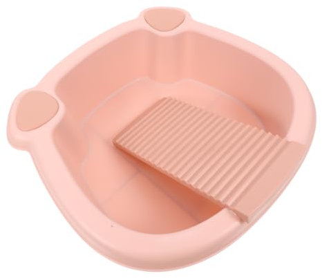 WRITWAA Con Tabla De Lavar Fregadora Electrica para Limpieza Trapeador Eléctrico Baño De Pies Limpieza del Hogar Balde para Lavar Ropa Cubo De Agua Carpeta De Ropa Páginas Rosa