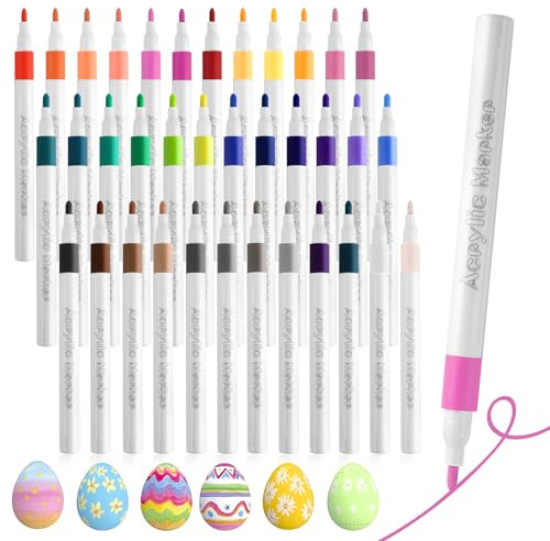 GEU 36 Pack Colours Colouring Pens Acrylic Paint Marker Pen Felt Tip Pens for Adults Children Waterproof Non Toxic Fast-Drying Art Pen DIY Painting for Painting Glass Canvas Wood Ceramic