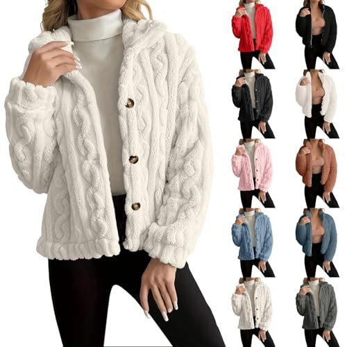 Sherpa Fleece Bed Jackets for Women Long Sleeve Comfy Warm Button Down Zip Up Stand Collar Plus Size Winter Clothing,maternity jacket,fall clothes women,womens wool coat