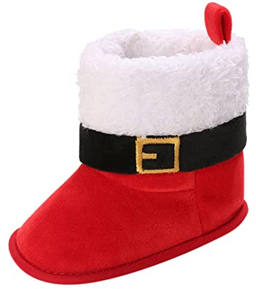 Generisch Zapatillas de invierno para bebé para niños y niñas, zapatos de algodón de caña alta, botas cálidas y cómodas, ideales para Navidad y ocasiones festivas, rojo, 22 EU