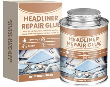 Colle Tissu Voiture,Colles Ciel de Toit Voiture,Colle Réparation Tissu Toit,Convient pour L'intérieur,les Sièges et Tous les Cuirs,Resistant la Temperature,Durcissement Rapide,125ML